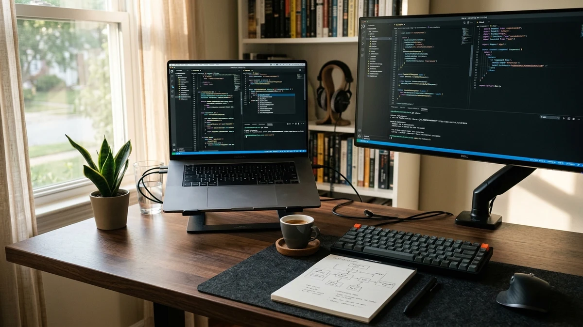 Codex and Copilot developer workstation with code editor and terminal